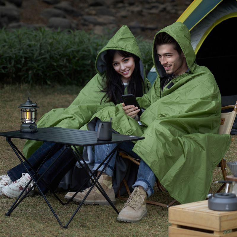VEVOR Camping Blanket, Large Warm Wearable Stadium Blanket, Waterproof & Windproof, Polyester Fleece, Flame Retardant, 79" x 59", Army Green