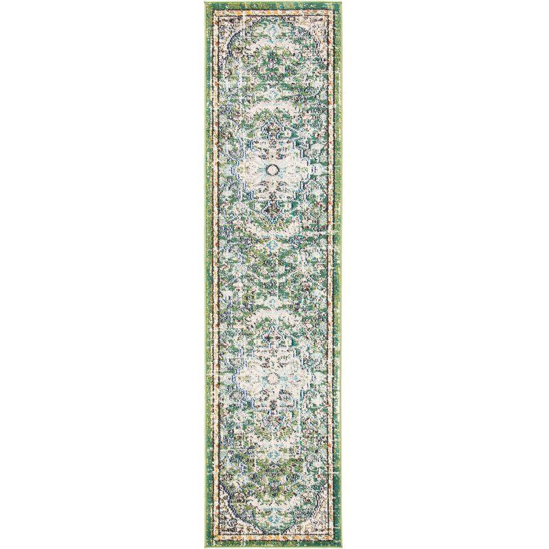 Madison MAD447 Power Loomed Runner Rug - Green/Turquoise - 2'2"x14' - Safavieh.