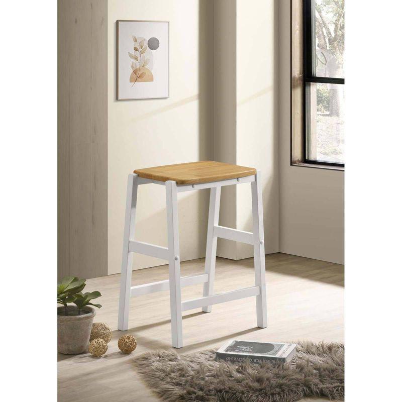 Coaster Set of 2 Hollis Farmhouse Wood Backless Counter Height Barstools Brown/White