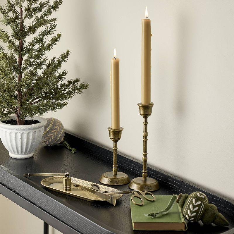 Brass Taper Candlesticks Antique Finish (Set of 2) - Hearth & Hand™ with Magnolia: Farmhouse Candle Holder Set