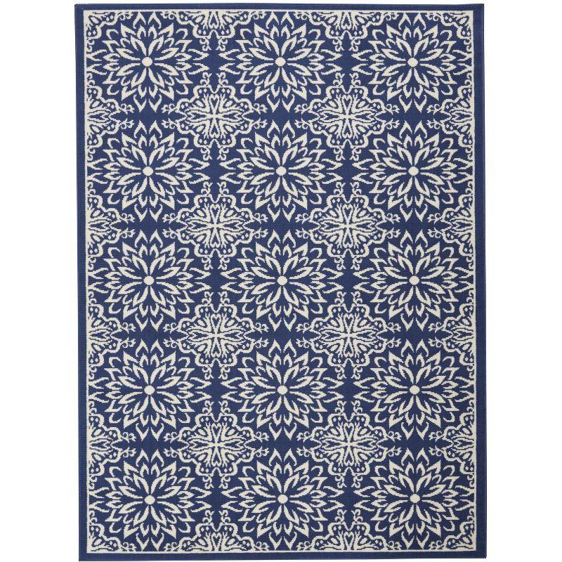 Jubilant JUB06 Ivory/Blue Area Rug Beach Transitional Floral By Nourison Navy/Ivory 4' x 6'