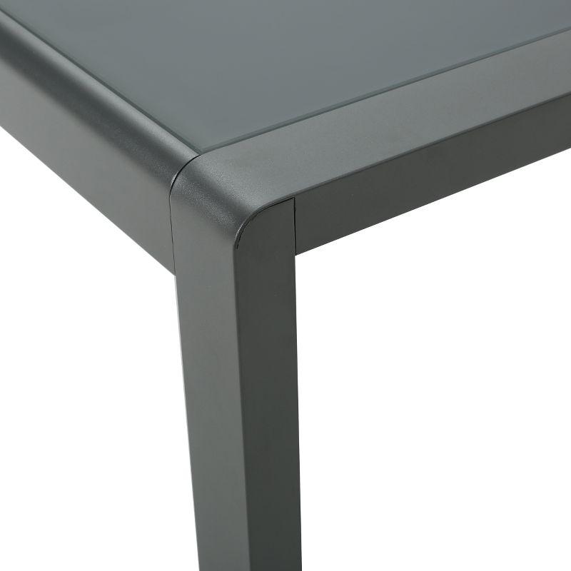 Cape Coral Rectangle Aluminum Coffee Table with Glass Top - Gray - Christopher Knight Home: Weather-Resistant Patio Table
