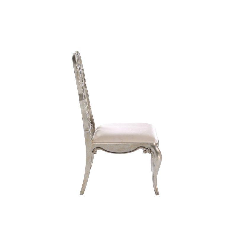 Set of 2 23" Esteban Dining Chairs Ivory Velvet/Antique Champagne Finish - Acme Furniture