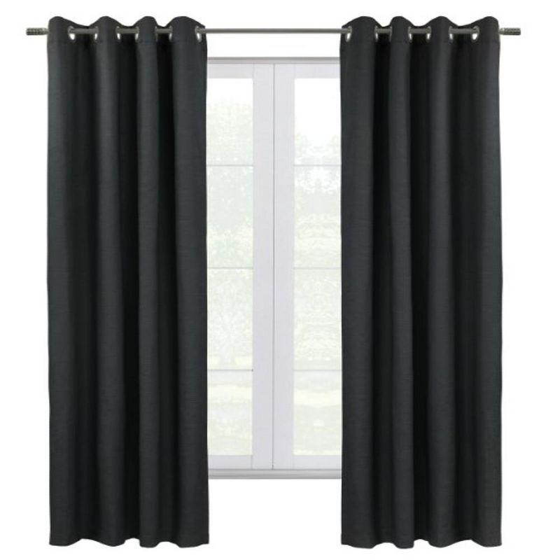 Commonwealth Shadow Grommet Dressing Window Curtain Panel - 52x95", Black