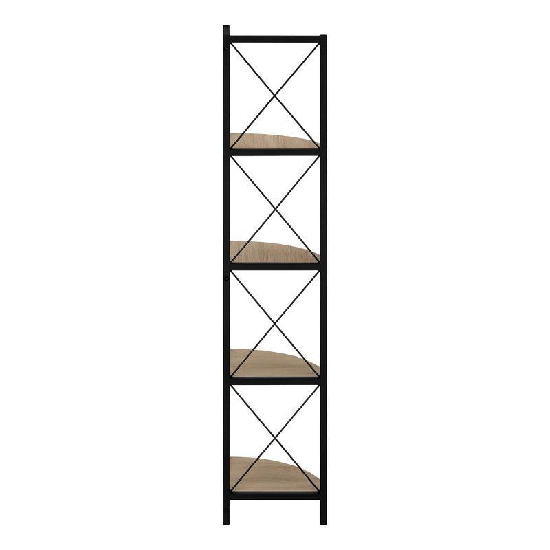 Bookshelf, Bookcase, Etagere, Corner, 4 Tier, 60"H, Office, Bedroom, Metal, Laminate