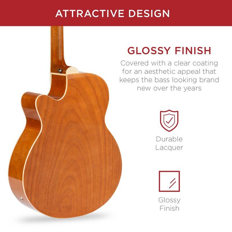 Best Choice Products 22-Fret Full Size Acoustic Electric Bass Guitar w/ 4-Band Equalizer, Truss Rod, Padded Gig Bag - Natural