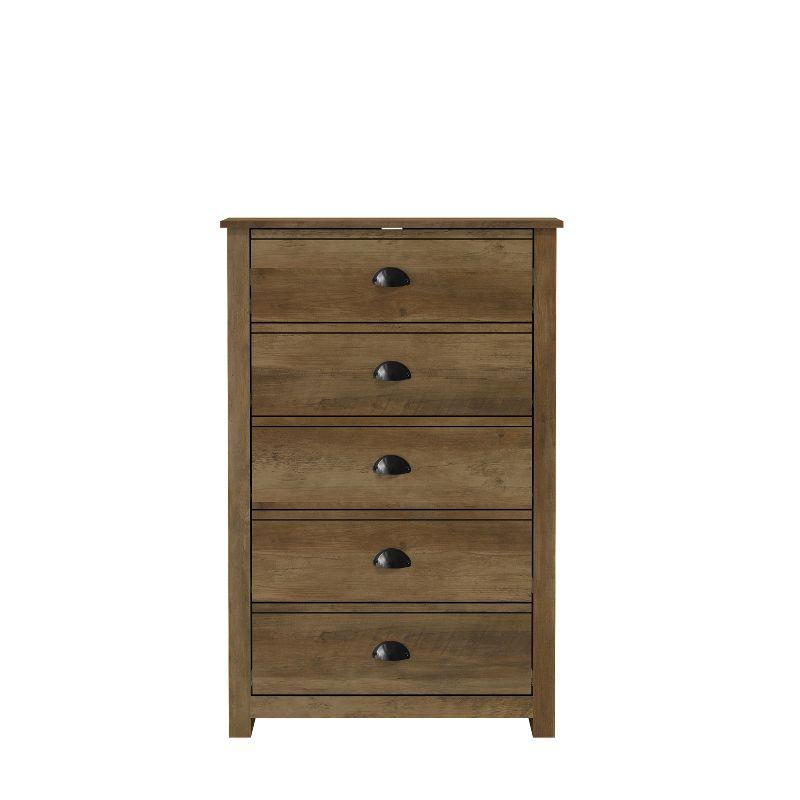 Galano Geordano 5-Drawer Knotty Oak Chest of Drawers (46.2 in. × 17.1 in. × 30.4 in.)