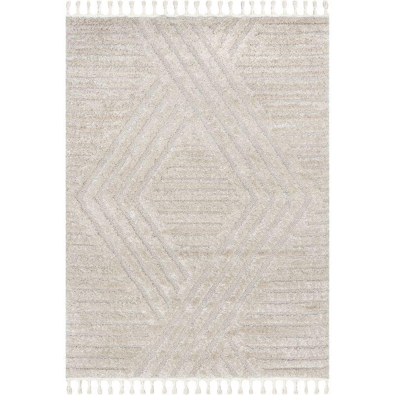 Nuloom Risette Solid 5x8 Shag Indoor Area Rug for Living Room Bedroom Dining Room Nursery, Beige