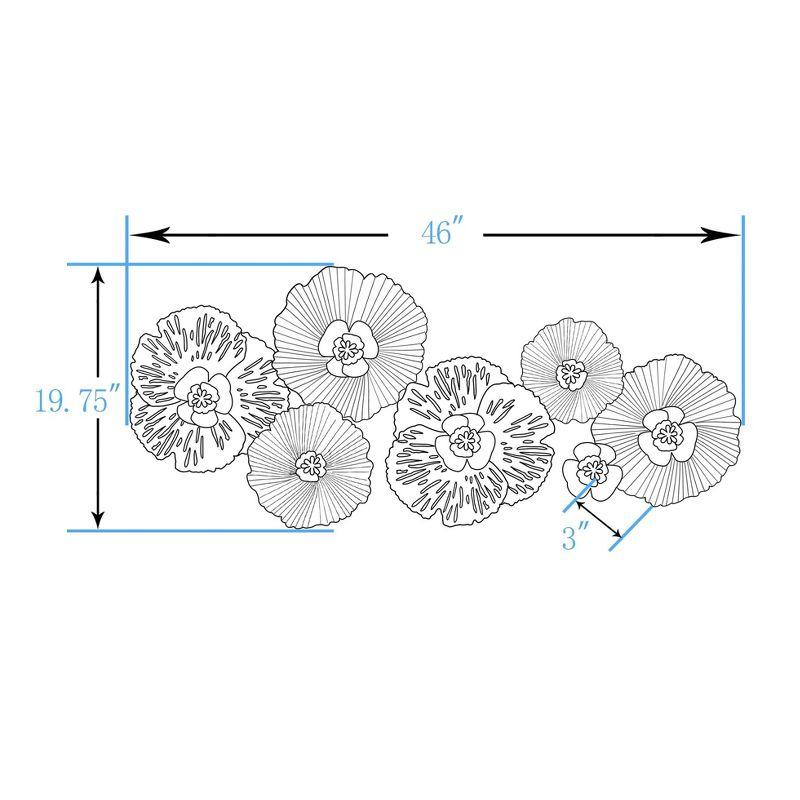 LuxenHome Multi-Color Distressed Flower Metal Wall Decor Blue