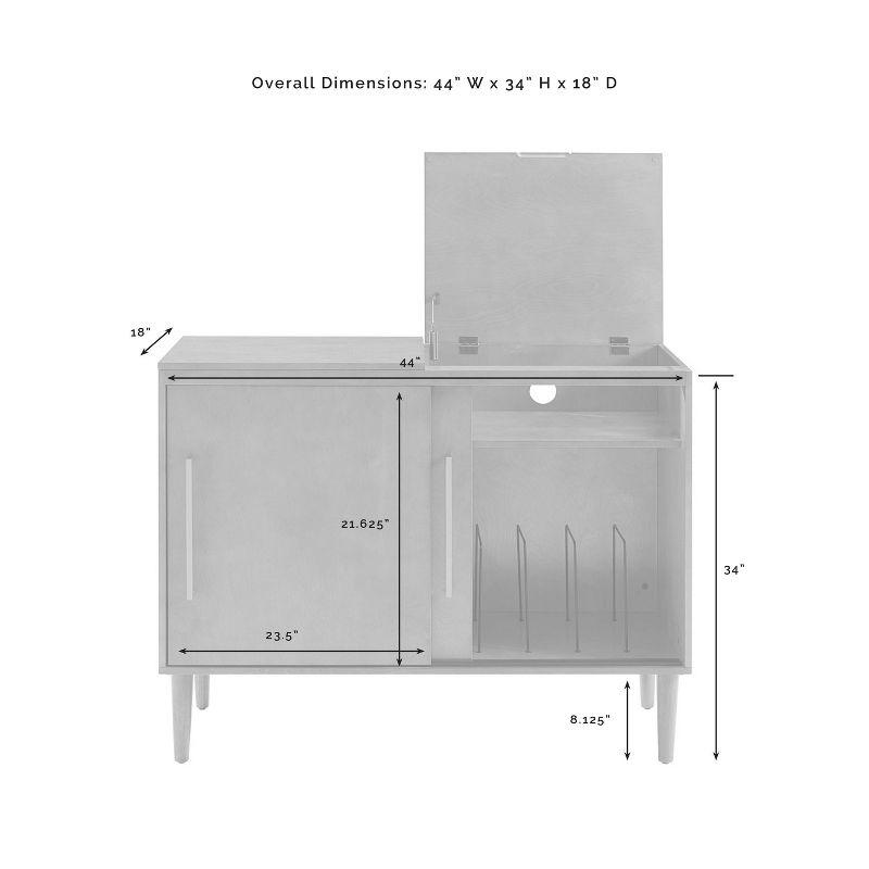 Everett Media Console Matte Black - Crosley: Hinged Lid, Hardwood, Wire Dividers