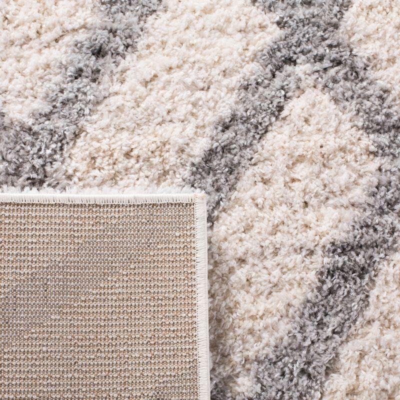 Plush Cream/Grey Synthetic Easy-Care Shag Area Rug