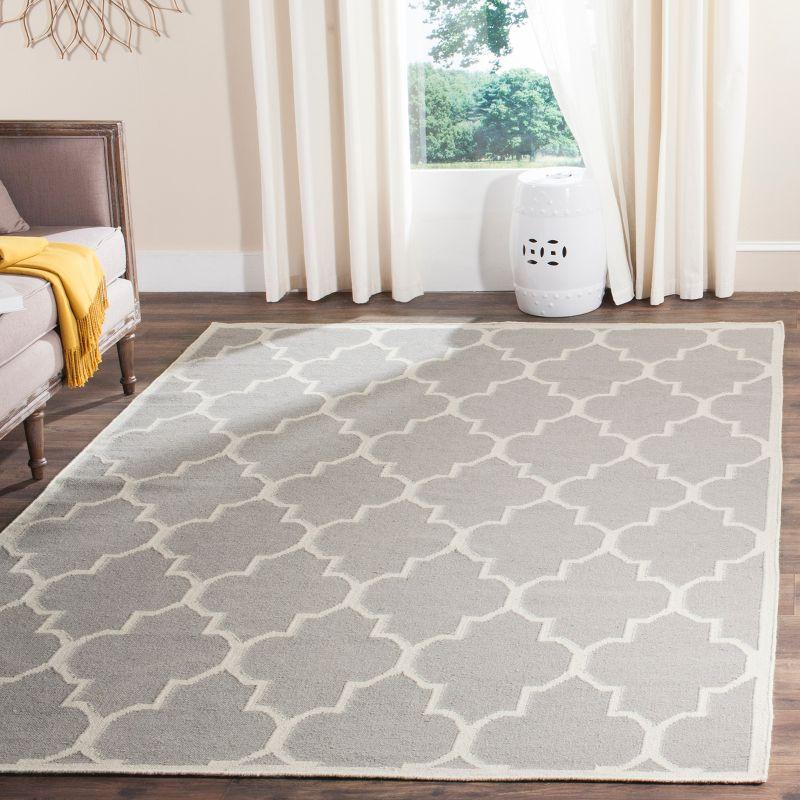 Grey and Ivory Geometric Wool Handwoven Area Rug