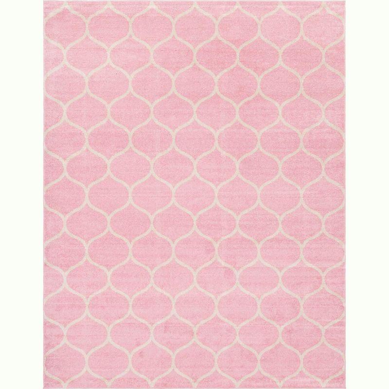 Pink Rectangular Stain-Resistant Synthetic Area Rug