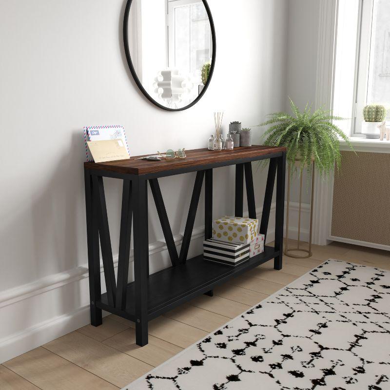 Charlotte Black and Walnut 52" Farmhouse Console Table