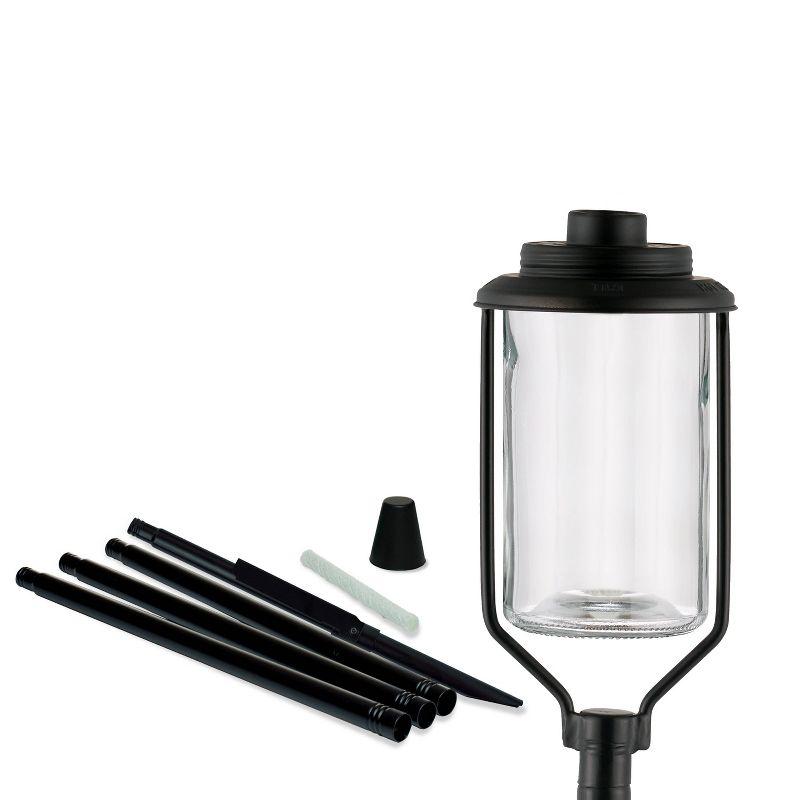 TIKI Simply Glass Torch: Outdoor Stake Torches, Refillable, Kerosene/Lamp Oil Powered, Matte Finish