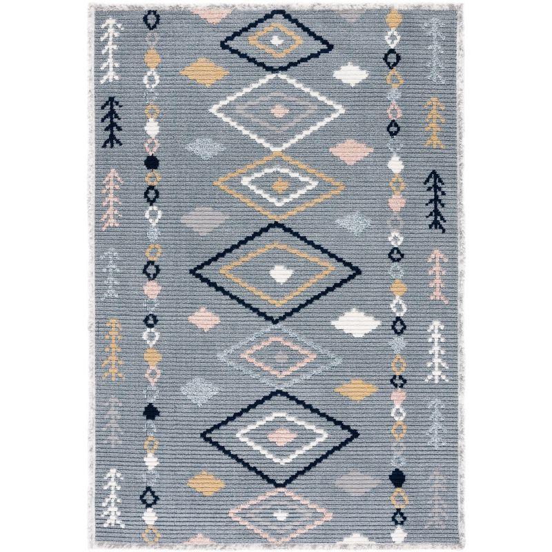 Marrakesh Grey and Multicolor Geometric 4' x 6' Wool Area Rug