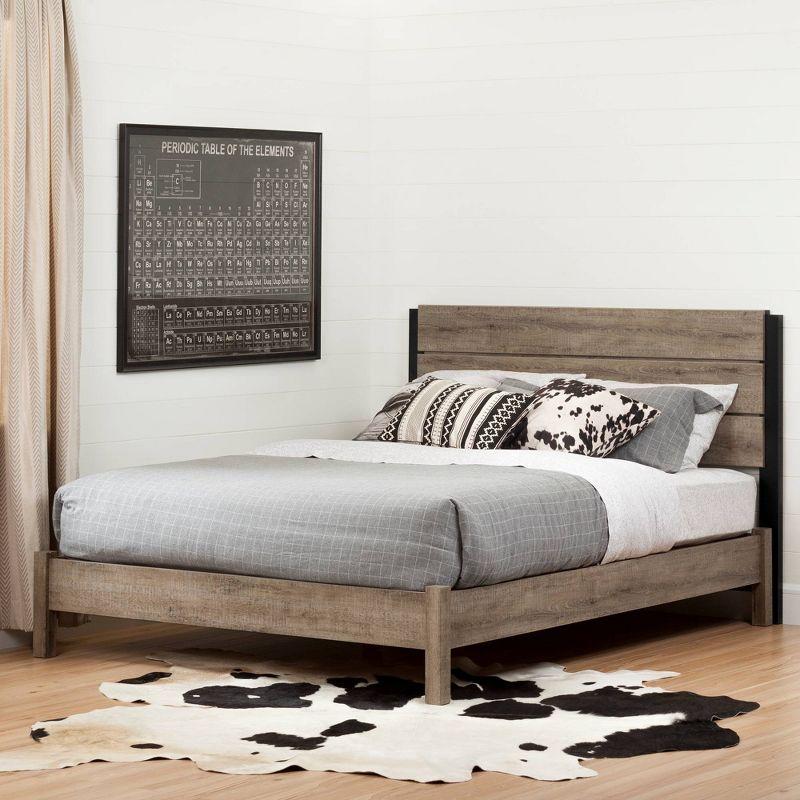 Munich Queen Platform Bed on Legs - Rustic Style Weathered Oak