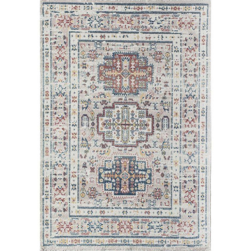 Rugs America Gallagher GL55D Flaxen Sundara Vintage Transitional Red Area Rug for Dining Room Rug Neutral Rug Living Room Rug Kitchen, 5'3"x7'