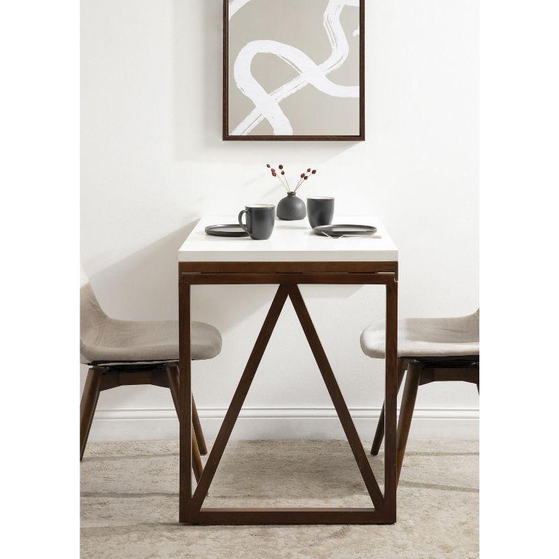 Kate and Laurel Truss Rectangle MDF Dining Table, 24x33x31, White and Walnut