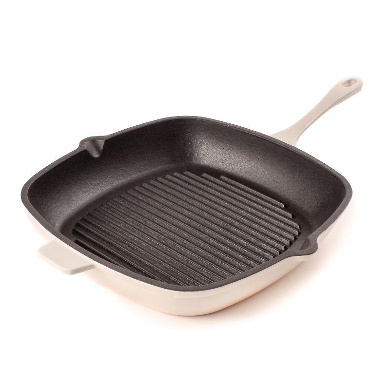 Neo 11" Cast Iron Square Grill Pan, Meringue