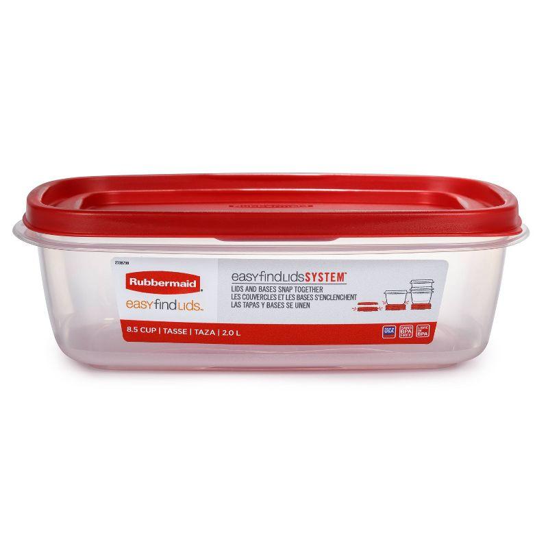 8.5 Cup Clear Plastic Rectangle Food Storage Container with Red Lid