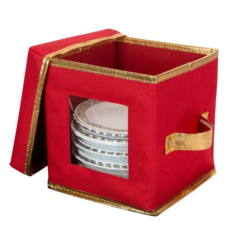 Saucer Dinnerware Storage Box - Simplify: Protective Dishware Case, Felt Dividers, Stackable