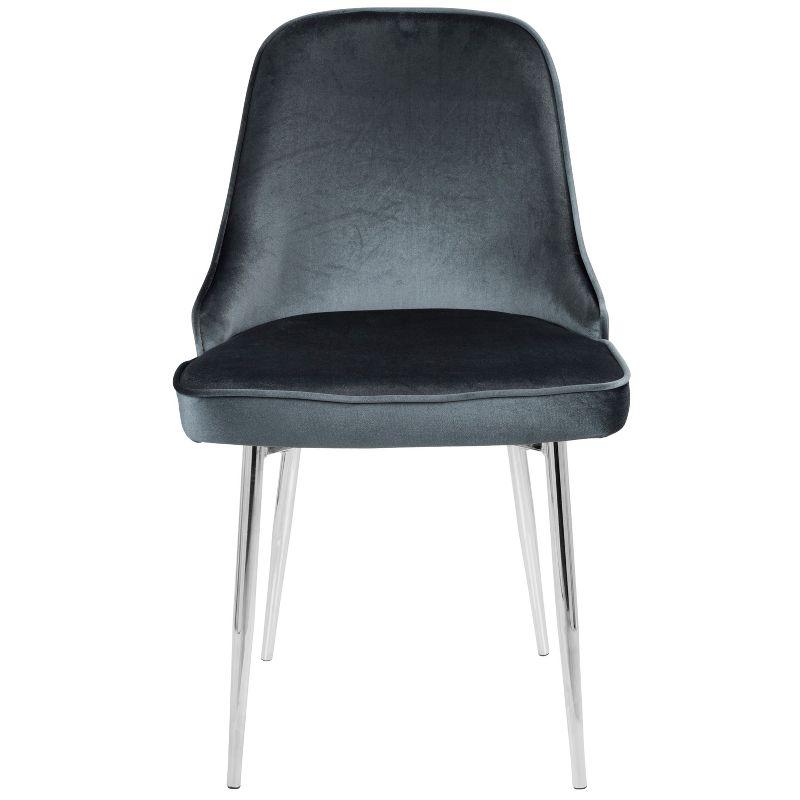 LumiSource Set of 2 Dining Chairs LumiSource Blue:: Chrome-Plated, Velvet Upholstery, Metal Legs, No Assembly Required