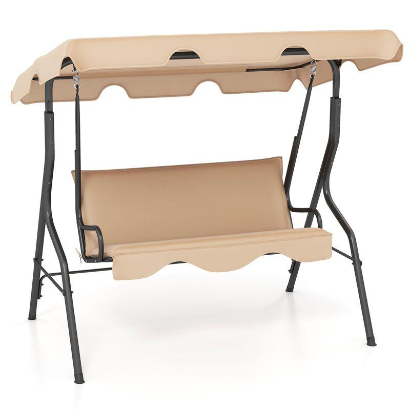 Arlmont & Co. Arlmont & Co. Patio 3 Seats Canopy Swing Glider Hammock Steel Frame Cushioned Backyard