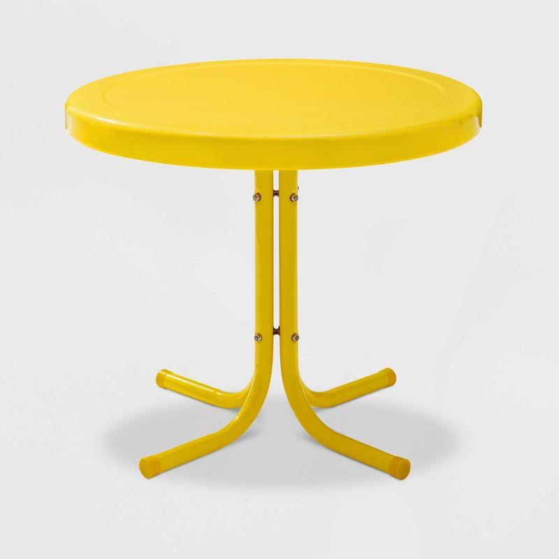 Bright Yellow Gloss Retro Metal Patio Side Table