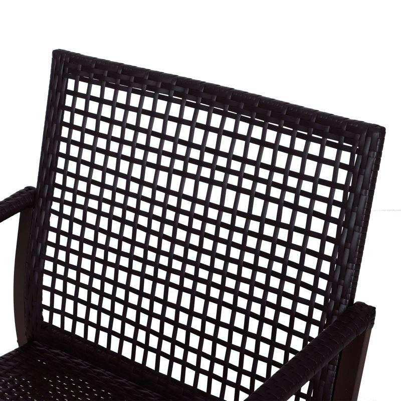 Outsunny 3-Piece Bistro Set Outdoor Wicker Furniture Set with Rattan Rocking Chair, Side Table for Patio Backyard Garden and Balcony