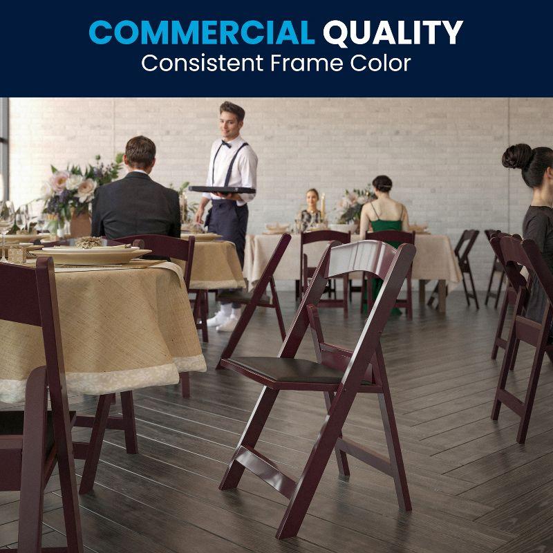 Flash Furniture Hercules Folding Chair - Red Mahogany Resin - 4 Pack 800LB Weight Capacity Comfortable Event Chair - Light Weight Folding Chair