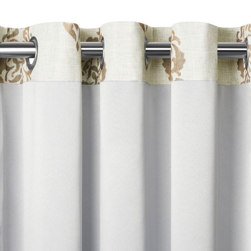 Navara Medallion Room Darkening Single Window Curtain Panel - 52" x 95" - Natural - Elrene Home Fashions