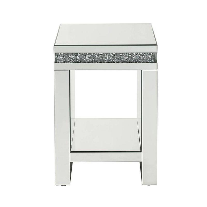 16" Noralie Tempered Glass Mirrored Accent Table Faux Diamonds - Acme Furniture