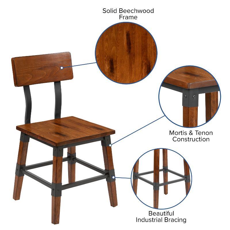 Flash Furniture 4 Pack Rustic Antique Walnut Industrial Wood Dining Chair