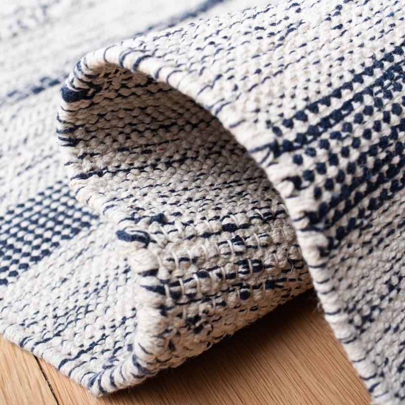 Striped Kilim STK517 Hand Woven Area Rug - Ivory/Navy - 7'x7' - Safavieh.