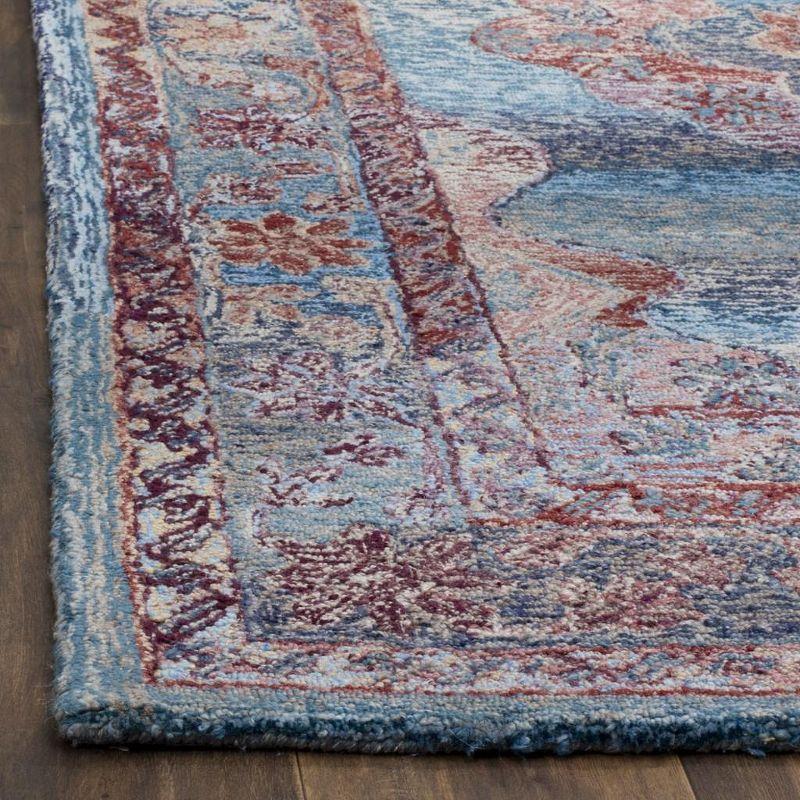 Vintage Blue Hand-Tufted Wool and Viscose Area Rug