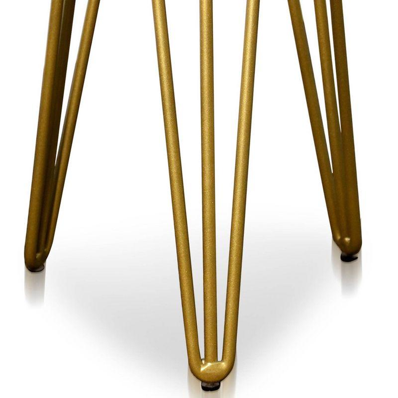 StyleCraft Small Brass Tripod Legs Round Side Table: Modern Marble Top, Iron Frame, 21" Height