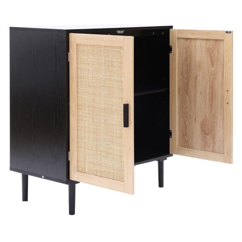 LuxenHome Black and Brown Wood 2-Door Storage Cabinet