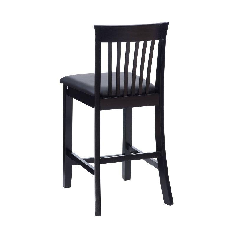 Torino Black Wood and Faux Leather Counter Stool, 24" Seat Height