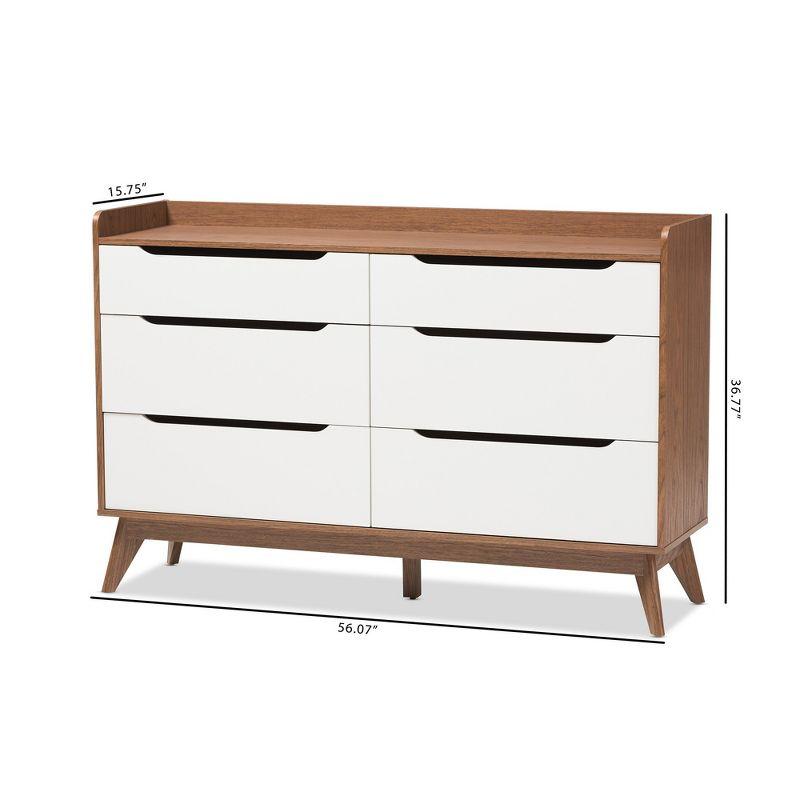 Brighton Mid-Century Modern Wood 6 Drawer Storage Dresser Brown - Baxton Studio