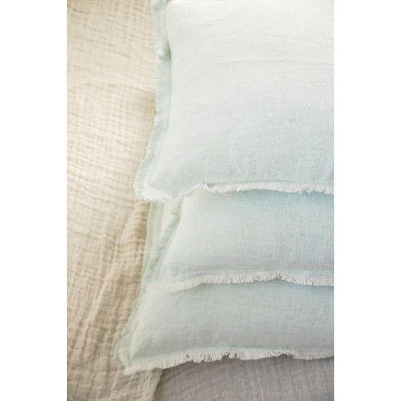 Light Aqua Fringe Soft Linen Pillow