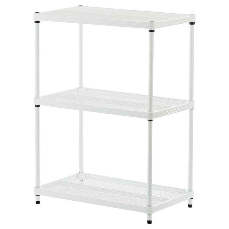 MeshWorks 3-Tier Adjustable White Metal Utility Shelving Unit