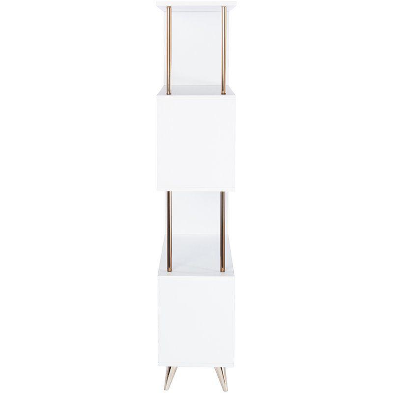 SEI Furniture Beckerman 4 Shelf Bookcase in White and Champagne