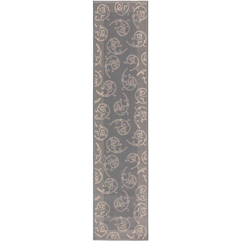 Courtyard CY2665 UV & Stain Resistant Non-Shedding Power Loomed Indoor/Outdoor Runner Rug - Grey/Natural - 2'3"x12' - Safavieh
