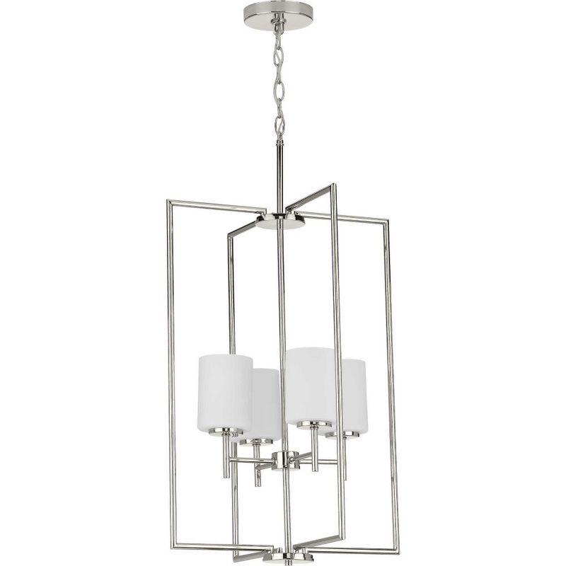 Progress Lighting, Replay Collection, 4-Light Foyer Pendant, Brushed Nickel, Etched Glass Shade