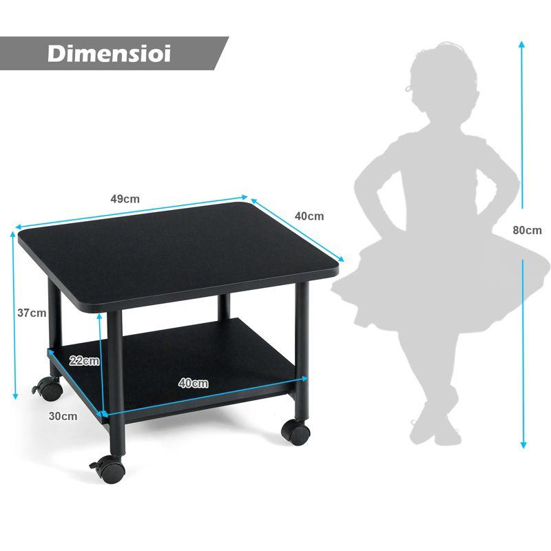 Tangkula 2-Tier Rolling Under Desk Printer Cart with 2 Storage Shelves Printer Stand for home office