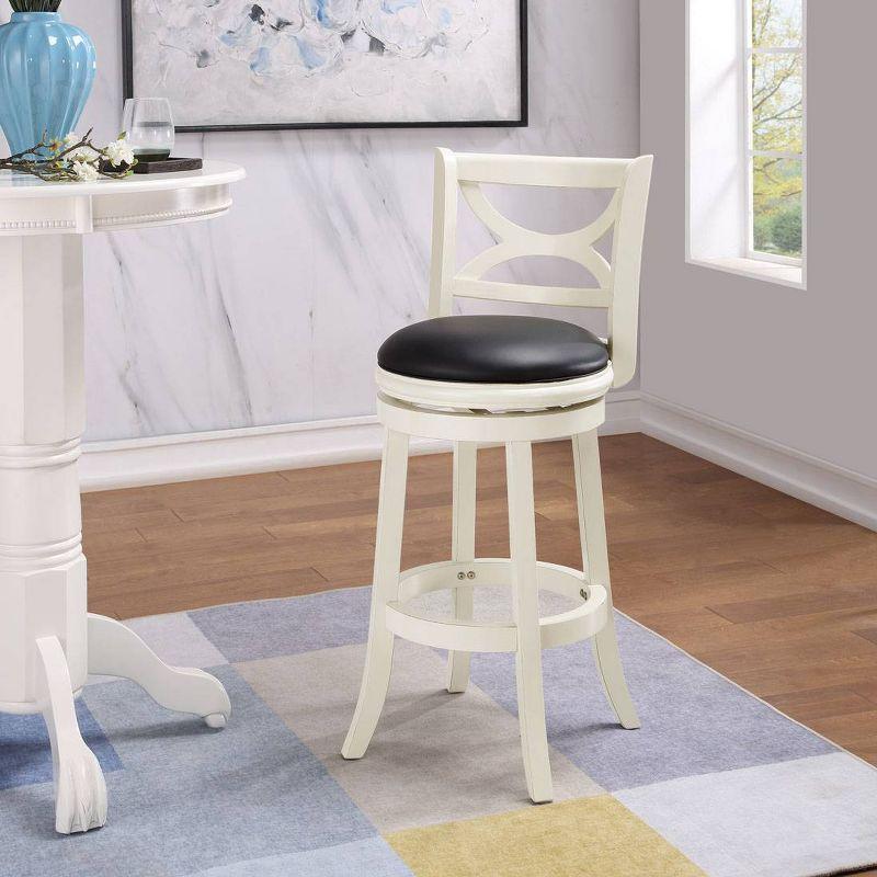 29" Florence Swivel Barstool Hardwood Buttermilk - Boraam: 360-Degree, High-Density Foam, No Assembly Required