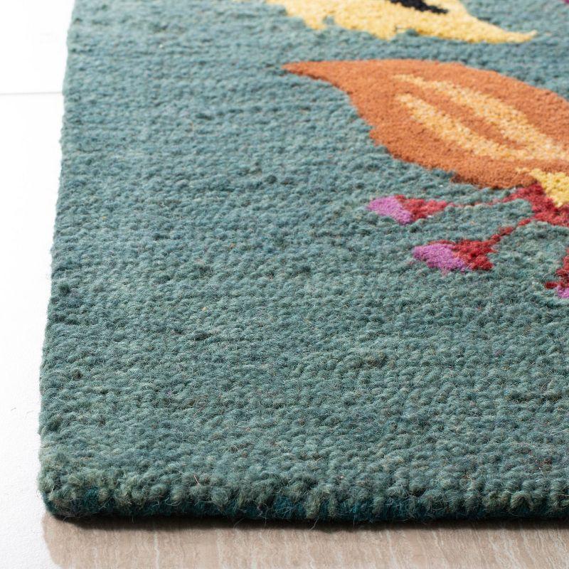 Handmade Tufted Blue Wool Rectangular Area Rug