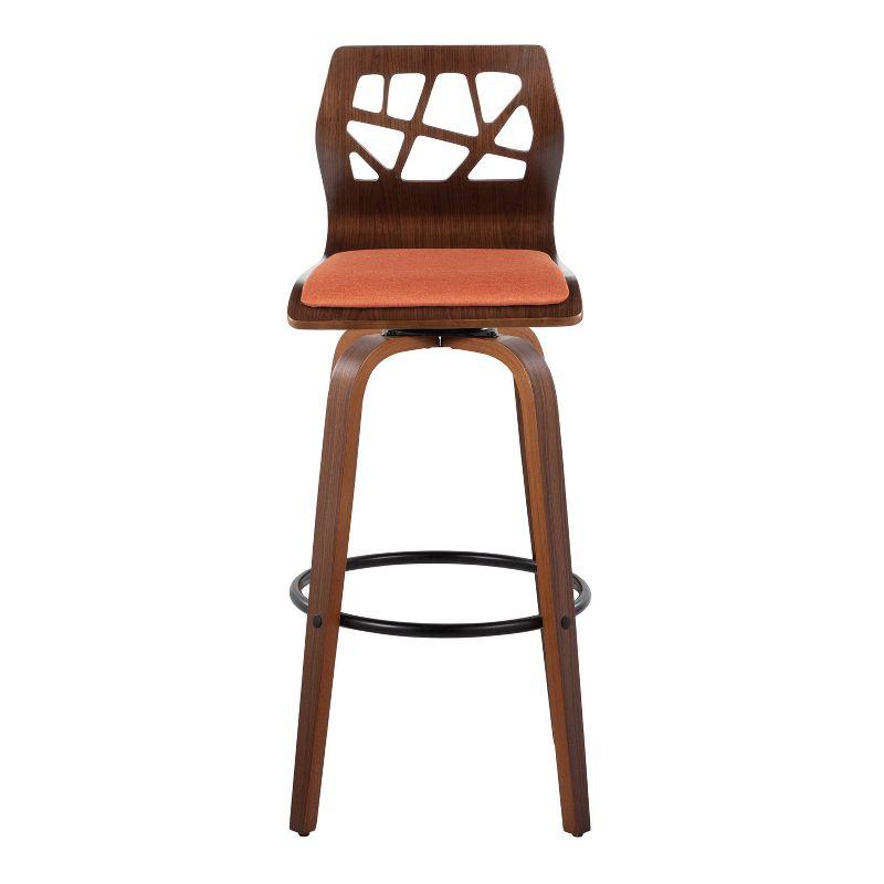 Set of 2 Folia Barstools Walnut/Black/Orange - LumiSource: Mid-Century Modern, Upholstered Seat, Wood Frame