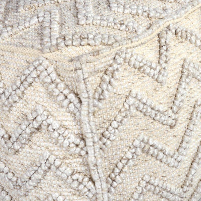 Kenzari Square Zigzag Handwoven Pouf Ivory - Steve Silver Co.: Neutral Chevron, Wool & Cotton, No Assembly